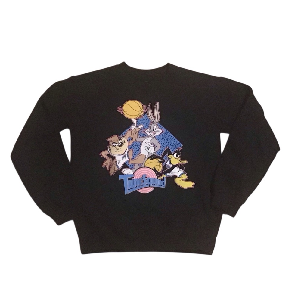 Looney Tunes Space Jam Graphic Sweatshirt Long Sleeve Black Unisex Casual Sz Sm…